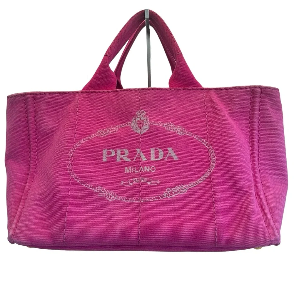 Prada Canapa Shoulder Crossbody Bag Tote Fuchsia Pink Purple Large Summer